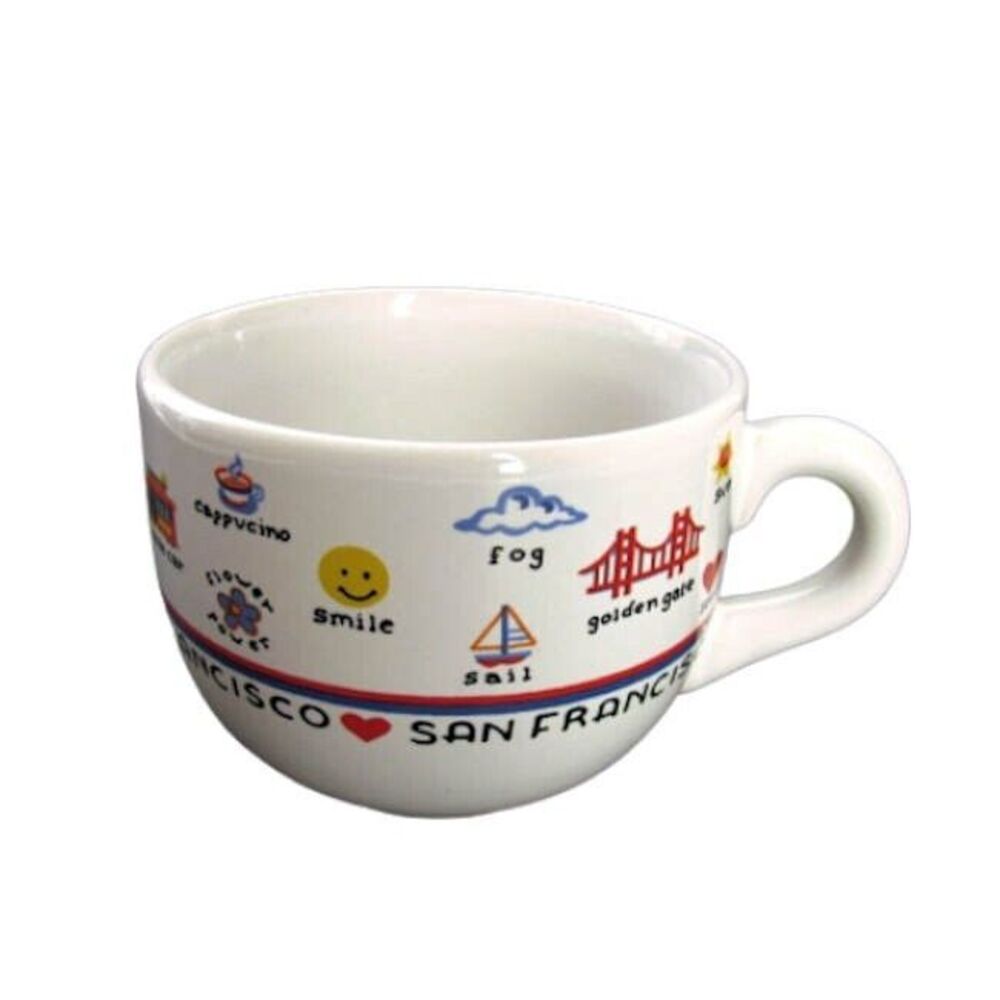 San Francisco Souvenir Coffee Mug Cup Flower Power Cable Car Peace Love Hippie